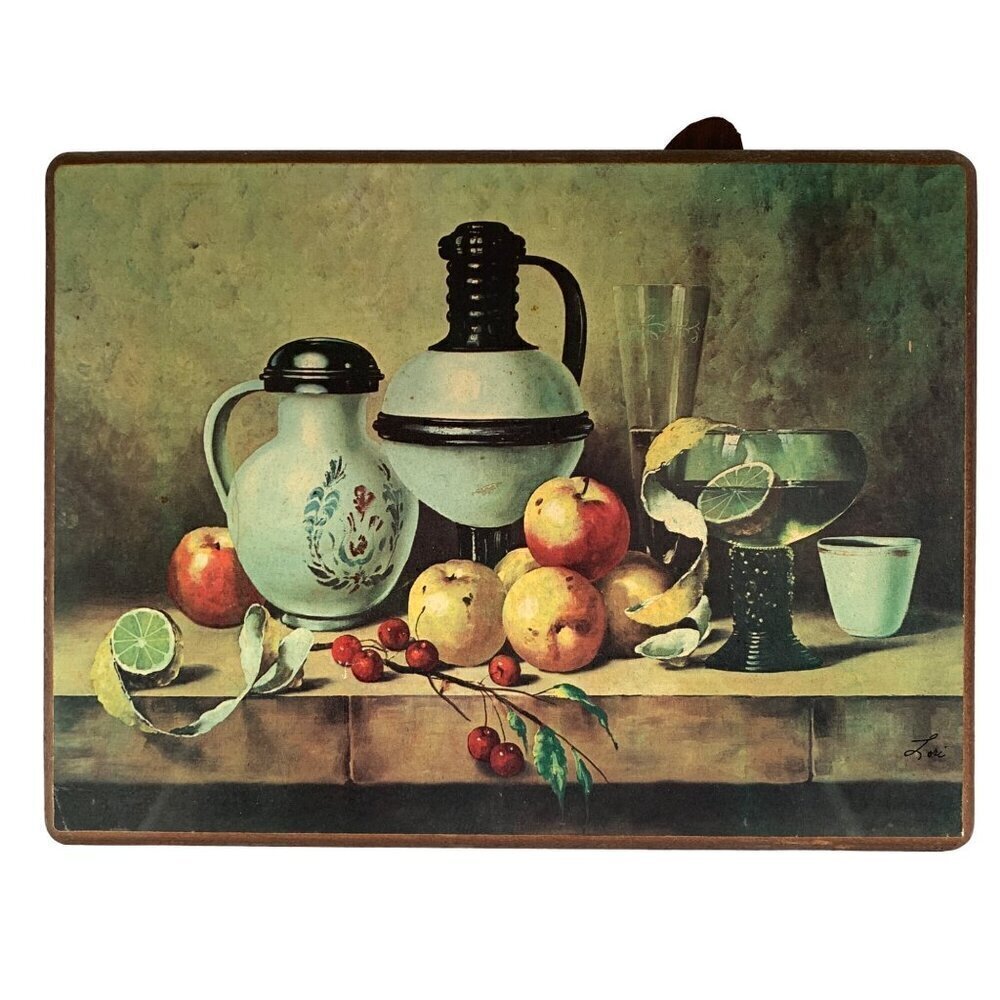 Vintage | 1970's Still Life Food Water Pitchers Signed Lori